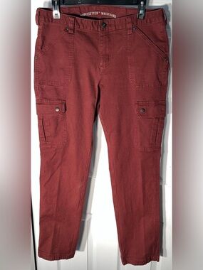 Women’s Duluth Trading Co Fire Hose Slim Leg Cargo Pants Red Curvesetter 12 x 31